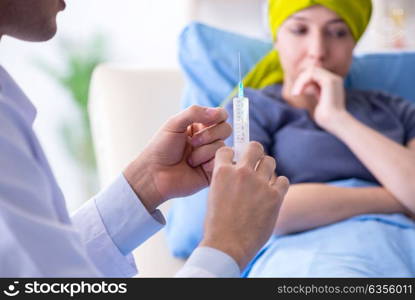 Cancer patient visiting doctor for medical consultation in clini. Cancer patient visiting doctor for medical consultation in clinic