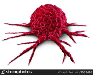 cancer tumor cell and malignant disease anatomy on a white background as a 3D illustration.. Cancer Tumor Cell