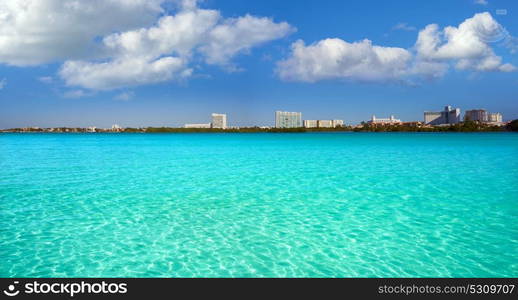 Cancun Hotel Zone at Nichupte lagoon in Mexico