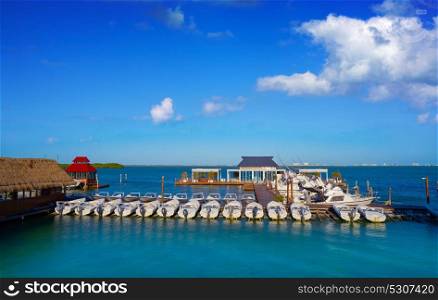 Cancun Hotel Zone marina at Nichupte lagoon in Mexico