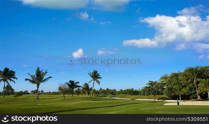 Cancun Mexico Kukulcan boulevard golf course at Hotel Zone in Mexico