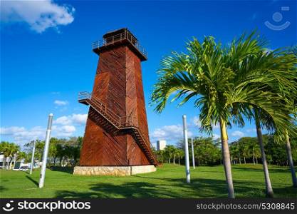 Cancun old airport control tower in wood at Mexico