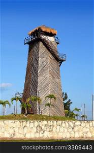 Cancun old airport control tower old wooden as a landmark monument