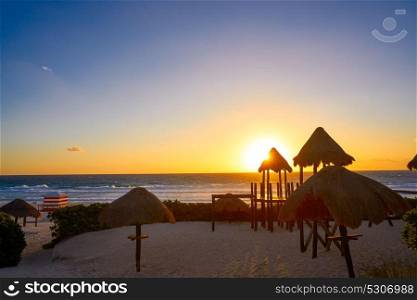 Cancun sunrise at Delfines Beach at Hotel Zone of Mexico
