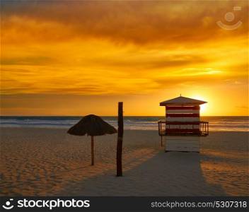 Cancun sunrise at Delfines Beach at Hotel Zone of Mexico