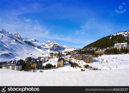 Candanchu skyline in Huesca on Pyrenees at Spain