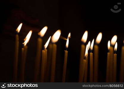 candle flame set isolated in black background