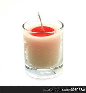 candle in glass isolated on white background