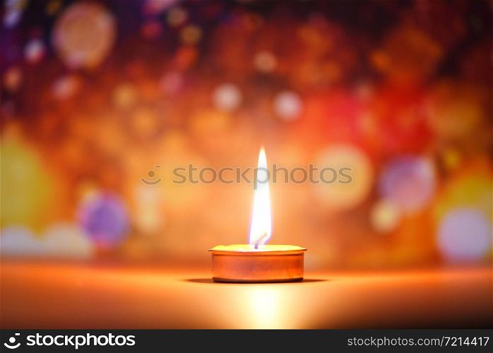 candle light dinner / candlelight decoration accessories holiday with colorful bokeh blur background
