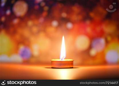 candle light dinner / candlelight decoration accessories holiday with colorful bokeh blur background