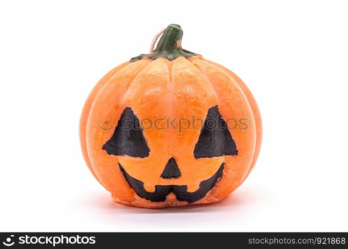 candle toy pumpkin for halloween decoration isolated on white background