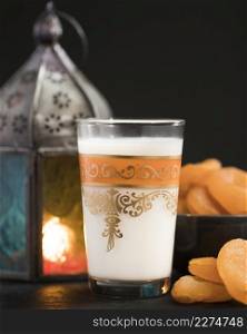 candle with snacks beside ramadan day