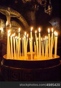 candles located before calvary. Jerusalem