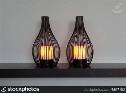 Candles on grey background, decorating your house
