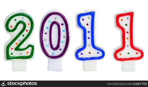 Candles with 2010 year isolated on the white