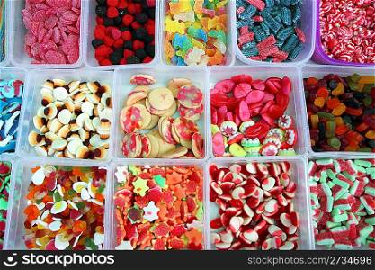 candy colorful sweets jelly in boxes pattern background