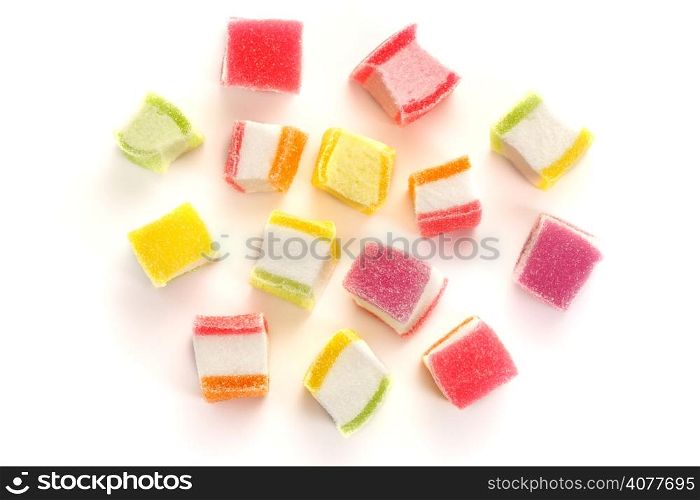 Candy cube on white background