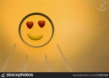Candy depicting a smiling face