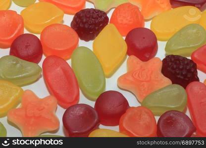 Candy in different shapes, colors and sizes