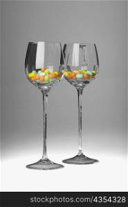 Candy in two stem glasses