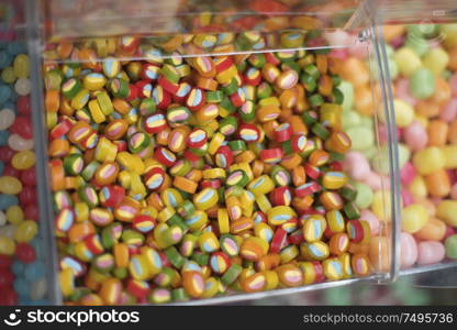 Candy on the counter of the store. Food