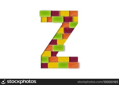 Candy or sweets alphabet isolated on white background. Latin Food alphabet. Candy letter Z.. Candy or sweets alphabet isolated on white background. Latin Food alphabet. Candy letter Z