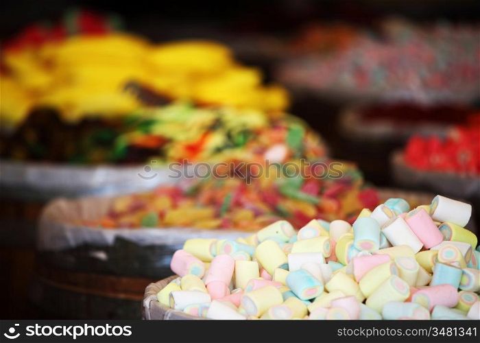 candy piles in shop