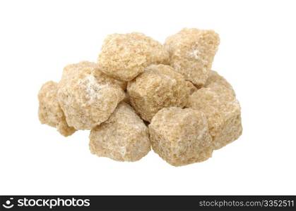 cane sugar cubes isolated on a white background