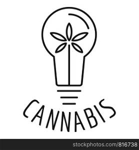 Cannabis bulb logo. Outline cannabis bulb vector logo for web design isolated on white background. Cannabis bulb logo, outline style