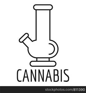 Cannabis glass bong logo. Outline cannabis glass bong vector logo for web design isolated on white background. Cannabis glass bong logo, outline style