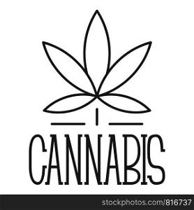 Cannabis leaf logo. Outline cannabis leaf vector logo for web design isolated on white background. Cannabis leaf logo, outline style