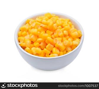 Canned sweet corn isolate on white background