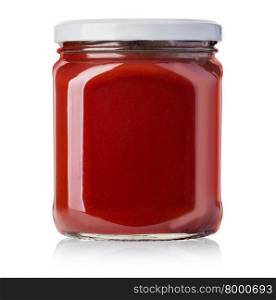 canned tomato and sofrito on a white background with clipping path