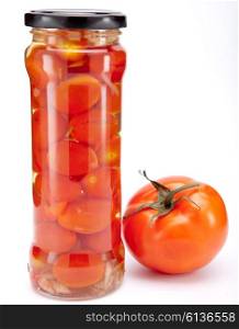 canned tomatoes in glass jars