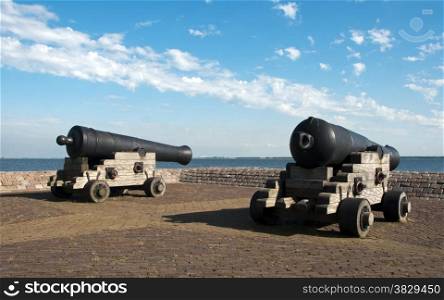 cannon from the war in the Netherlands with blue sky as background