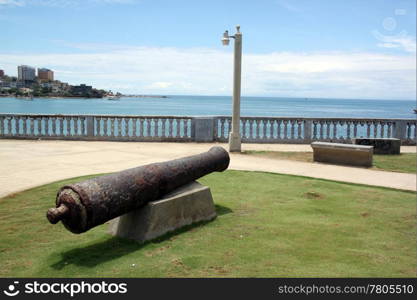 Cannon on the sea coast in Pampatar, Venezuela