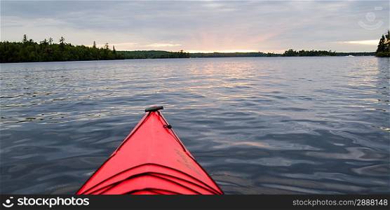 Canoe in a lake, Lake of the Woods, Ontario, Canada
