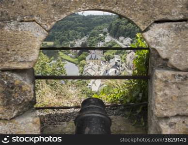 canon from the castle of bouillon in the belgium ardennes