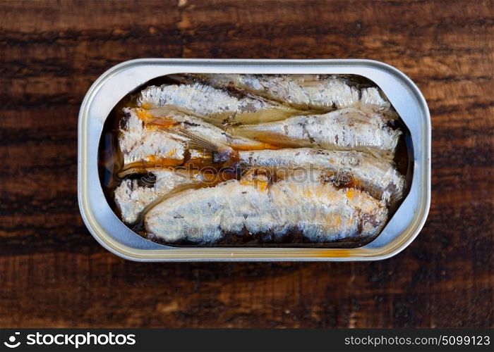 Cans of canned sardine . Healthy meal