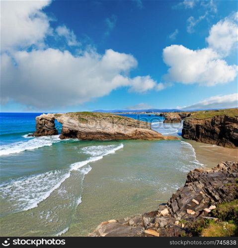 Cantabric coast summer landscape, Cathedrals Beach, Lugo, Galicia, Spain