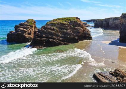 Cantabric coast summer landscape (Cathedrals Beach, Lugo, Galicia, Spain).