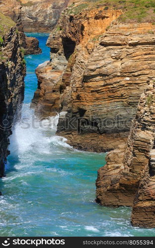 Cantabric coast summer landscape (Cathedrals Beach, Lugo, Galicia, Spain).