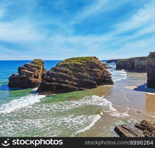 Cantabric coast summer landscape  Cathedrals Beach, Lugo, Galicia, Spain .