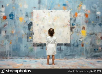 Canvas unfinished paint artist child. Picture easel. Generate Ai. Canvas unfinished paint artist child. Generate Ai