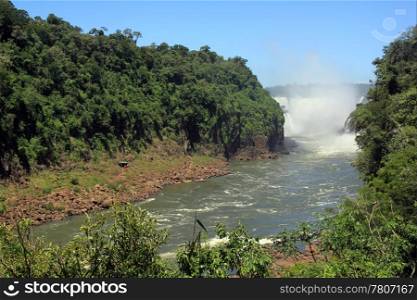 Canyon and river near Iguazu falls in Argentinian border
