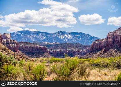 canyon badlands and colorado rockies lanadscape