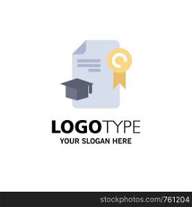 Cap, Education, Graduation, Award Business Logo Template. Flat Color