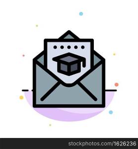 Cap, Education, Graduation, Mail Abstract Flat Color Icon Template