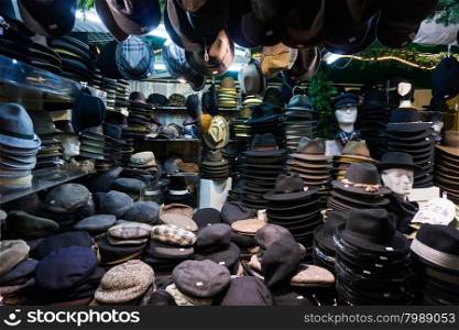 cap on market. hats, berets and other headdress