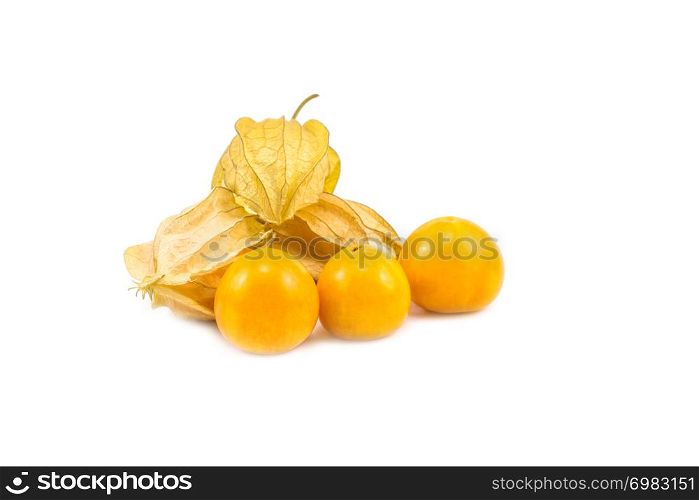 Cape gooseberry, very delicious and healthy berry physalis isolated on white background